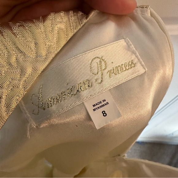 American Princess Girls Ivory Gold Dress Size 8 – Formal Holiday Flower Girl - Picture 9 of 11